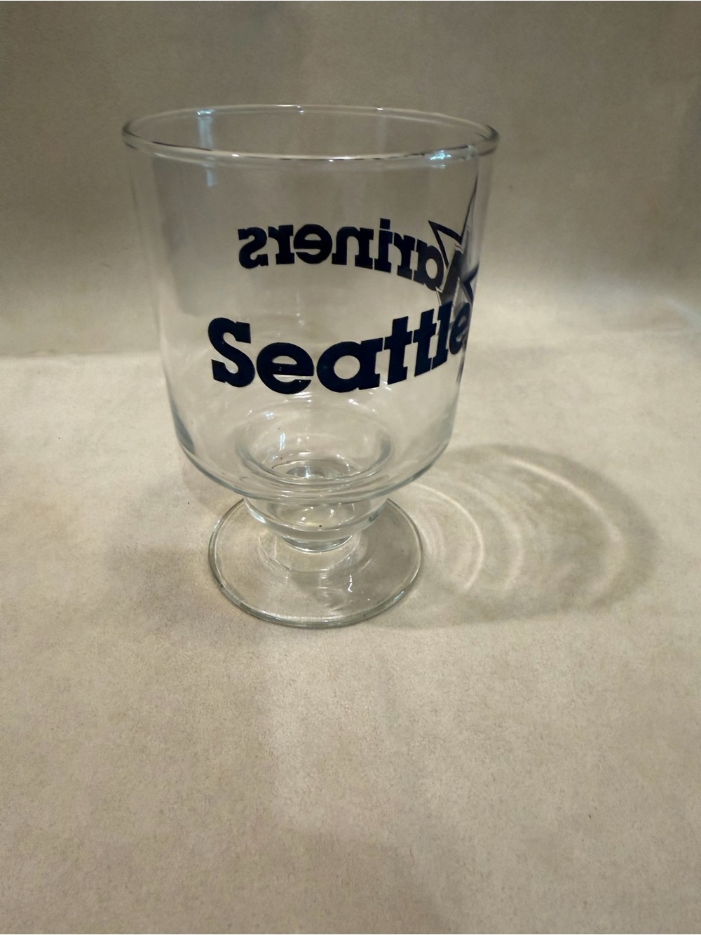 RARE Seattle Mariners MLB 16 Oz Clear Glass Footed Glass Tumbler Goblet